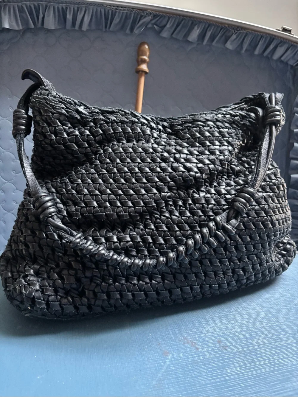 Woven Leather Hobo Bag with weaved handles